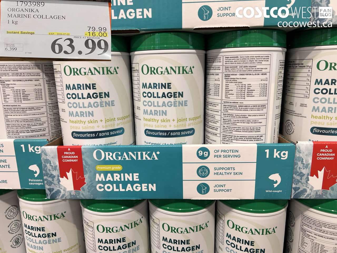 1793989 ORGANIKA MARINE COLLAGEN 1 KG ($16.00 INSTANT SAVINGS EXPIRES ON 2026-07-05) $63.99