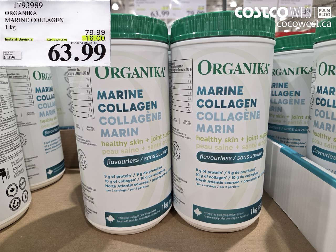 1793989 ORGANIKA MARINE COLLAGEN 1 KG ($16.00 INSTANT SAVINGS EXPIRES ON 2026-08-02) $63.99