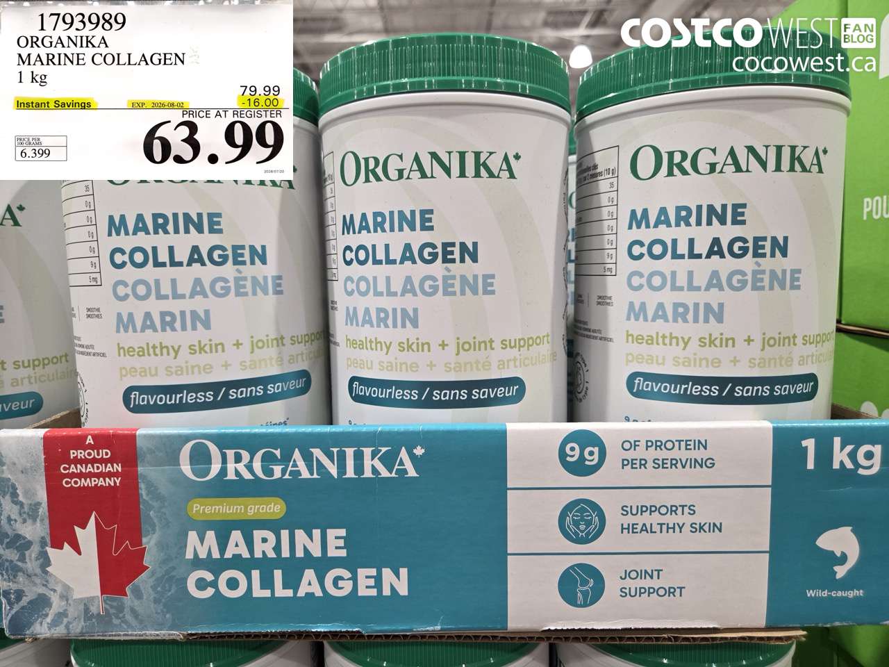 1793989 ORGANIKA MARINE COLLAGEN 1 KG ($16.00 INSTANT SAVINGS EXPIRES ON 2026-08-02) $63.99
