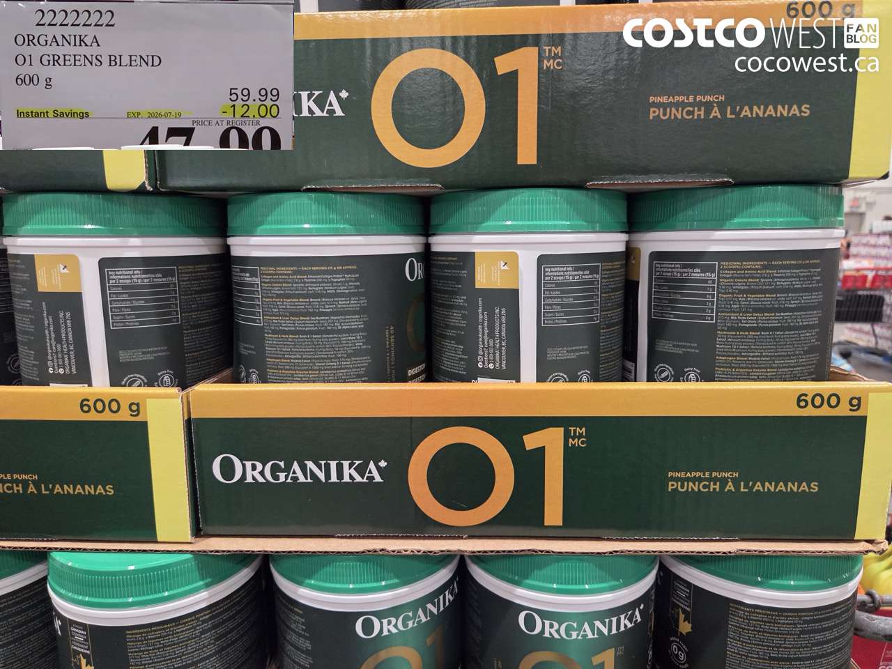 2222222 ORGANIKA O1 GREENS BLEND 600 G ($12.00 INSTANT SAVINGS EXPIRES ON 2026-07-19) $47.99