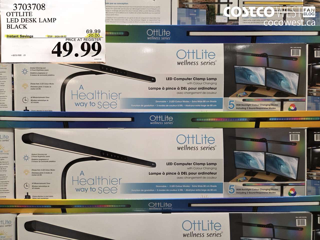 3703708 OTTLITE LED DESK LAMP BLACK ($20.00 INSTANT SAVINGS EXPIRES ON 2026-08-02) $49.99
