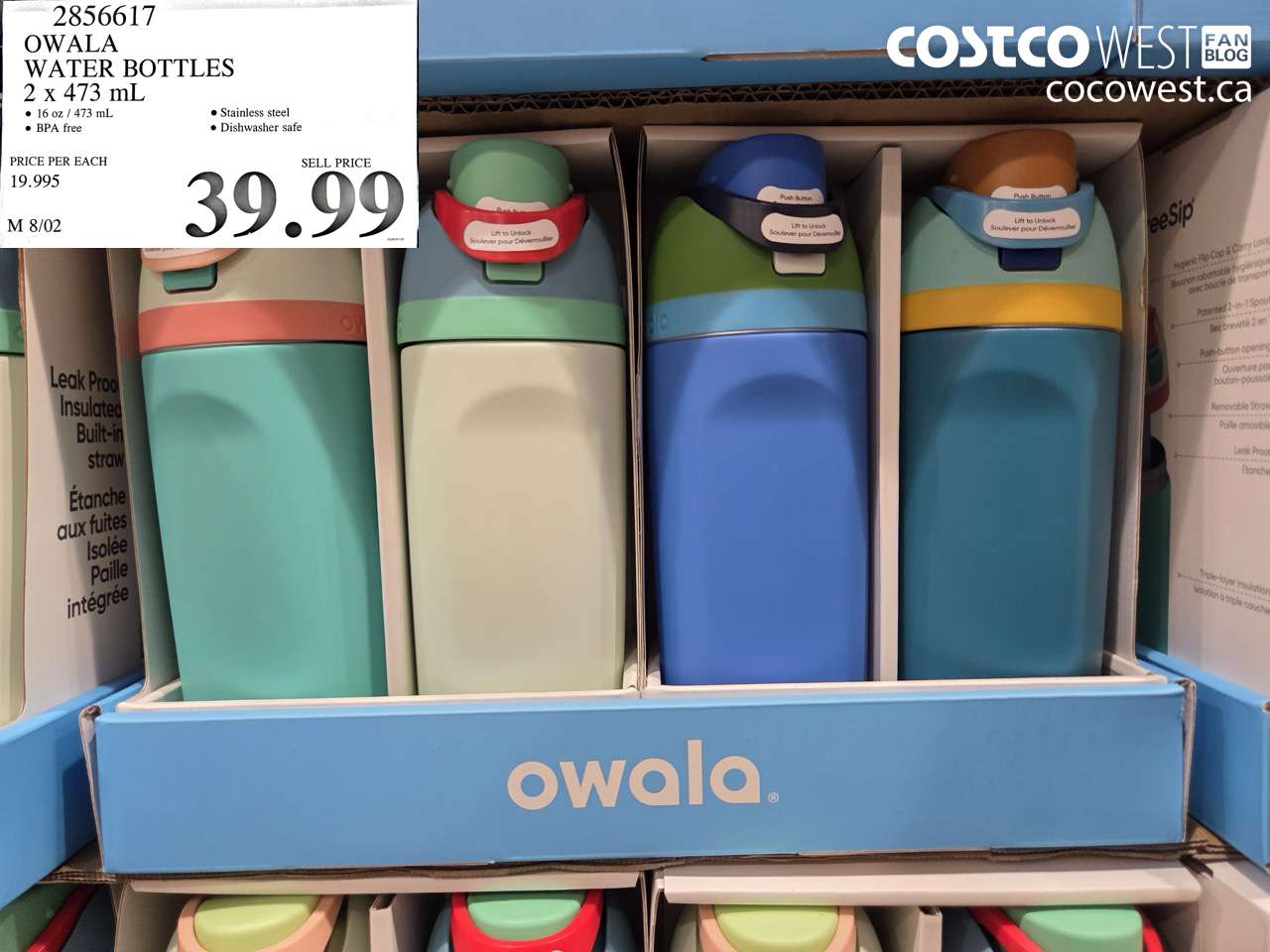 2856617 OWALA WATER BOTTLES 2 X 473 ML $39.99