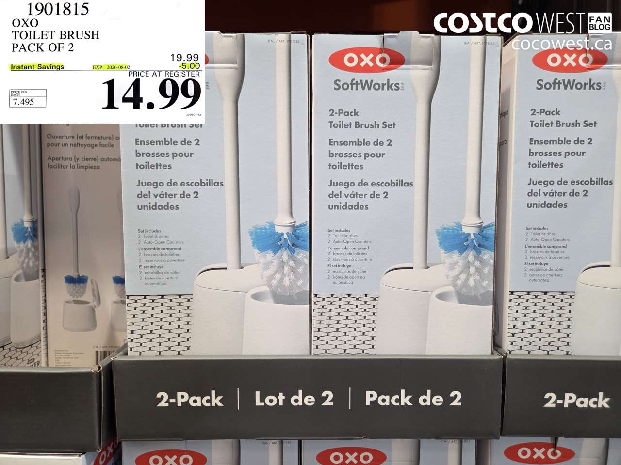 1901815 OXO TOILET BRUSH PACK OF 2 ($5.00 INSTANT SAVINGS EXPIRES ON 2026-08-02) $14.99