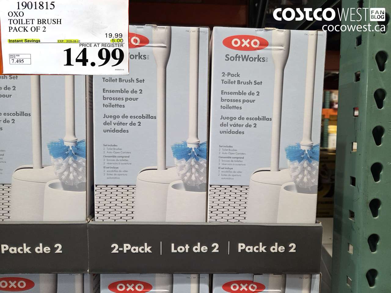 1901815 OXO TOILET BRUSH PACK OF 2 ($5.00 INSTANT SAVINGS EXPIRES ON 2026-08-02) $14.99