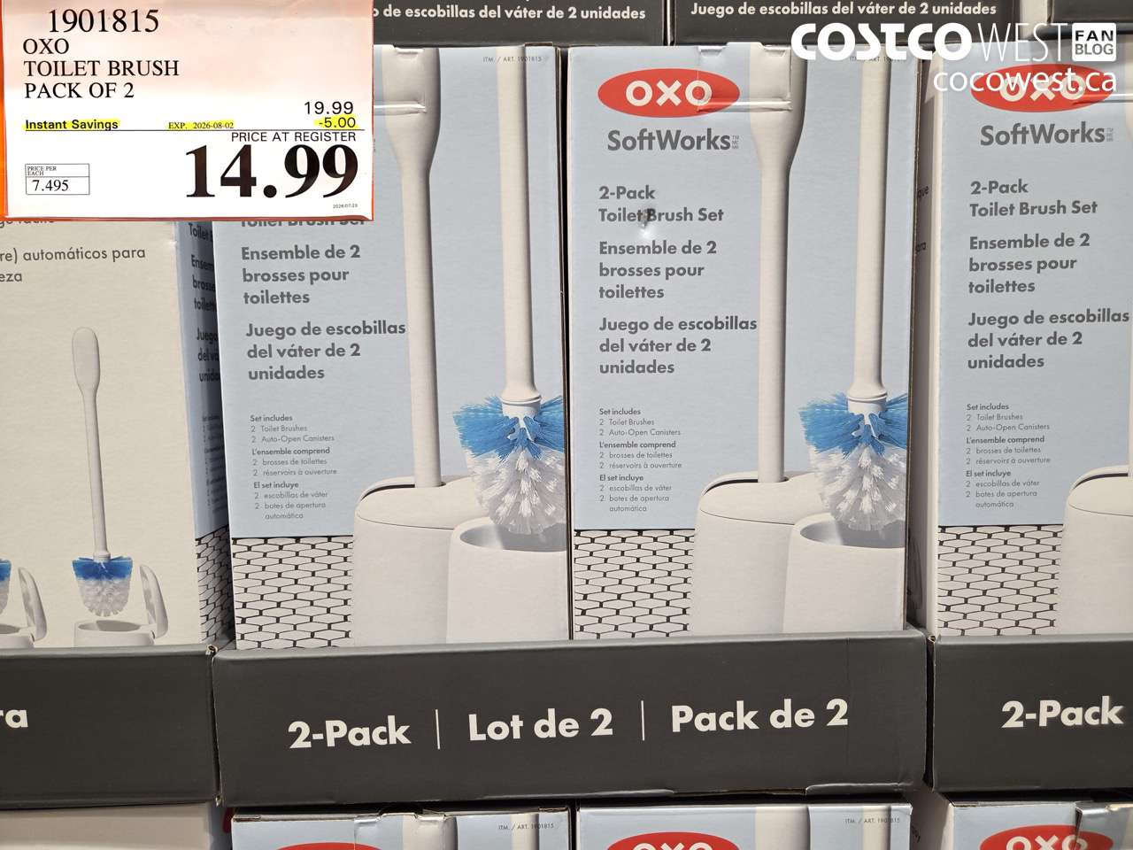 1901815 OXO TOILET BRUSH PACK OF 2 ($5.00 INSTANT SAVINGS EXPIRES ON 2026-08-02) $14.99