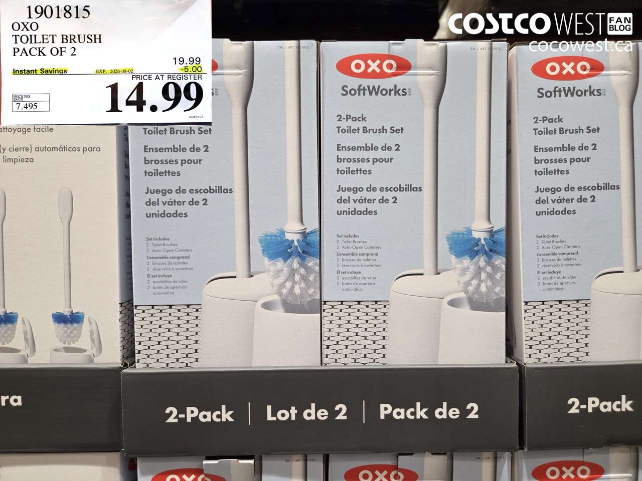 1901815 OXO TOILET BRUSH PACK OF 2 ($5.00 INSTANT SAVINGS EXPIRES ON 2026-08-02) $14.99