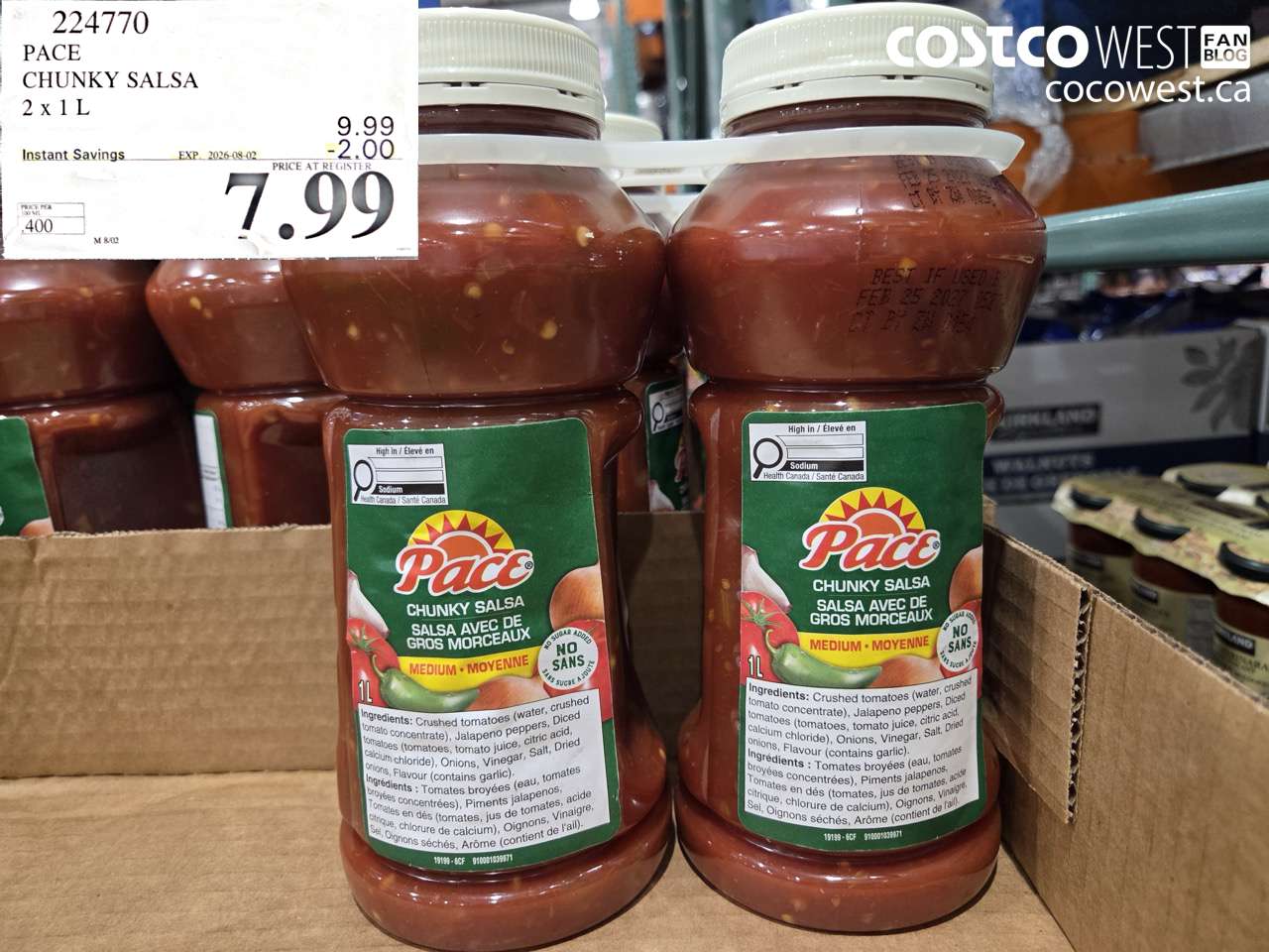 224770 PACE CHUNKY SALSA 2 X 1 L ($2.00 INSTANT SAVINGS EXPIRES ON 2026-08-02) $7.99