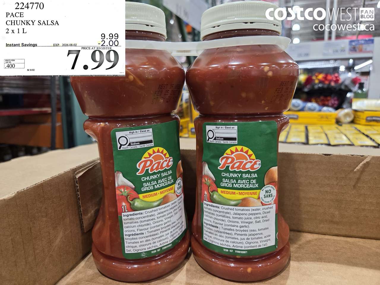 224770 PACE CHUNKY SALSA 2 X 1 L ($2.00 INSTANT SAVINGS EXPIRES ON 2026-08-02) $7.99