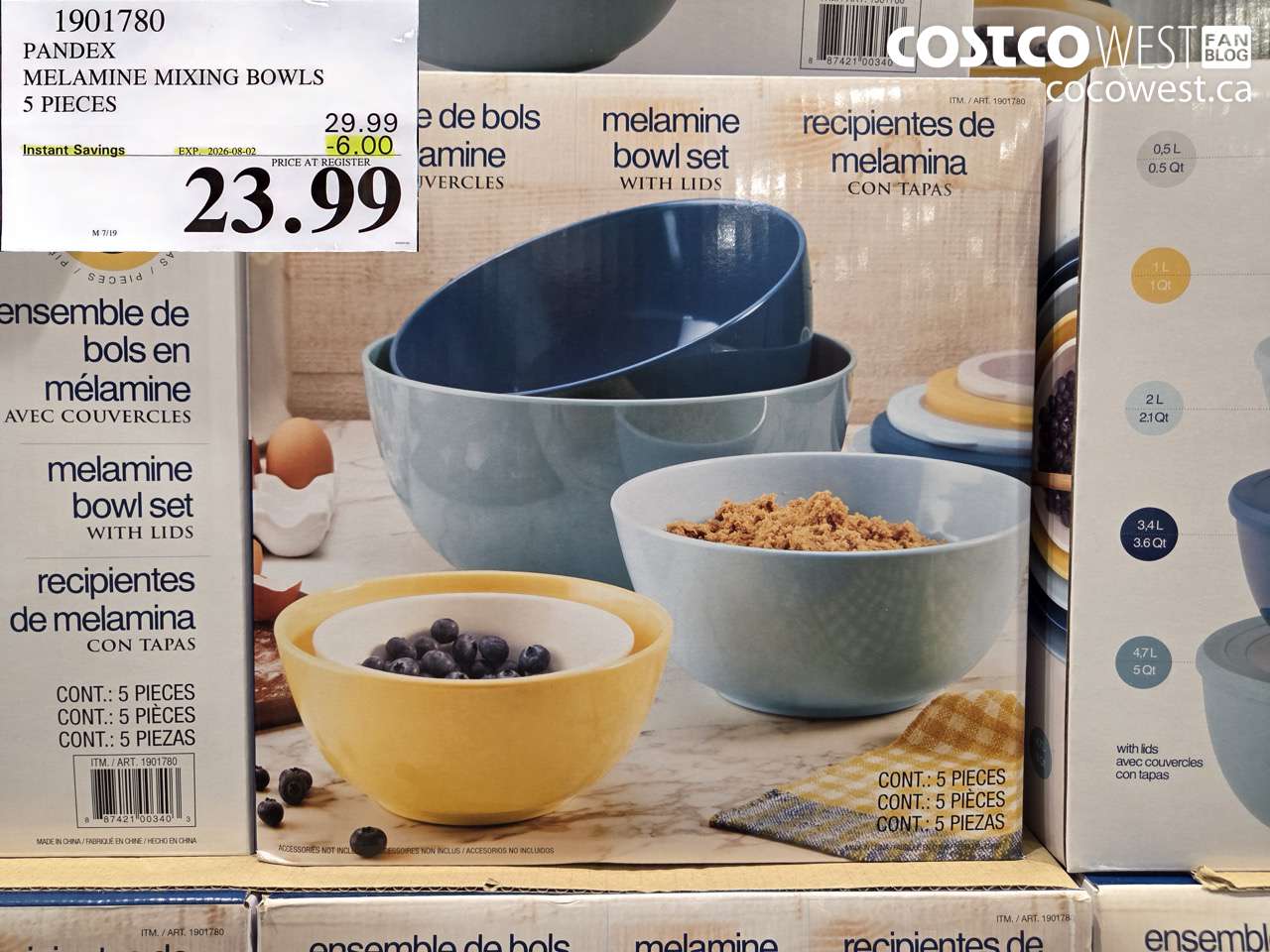 1901780 PANDEX MELAMINE MIXING BOWLS 5 PIECES ($6.00 INSTANT SAVINGS EXPIRES ON 2026-08-02) $23.99