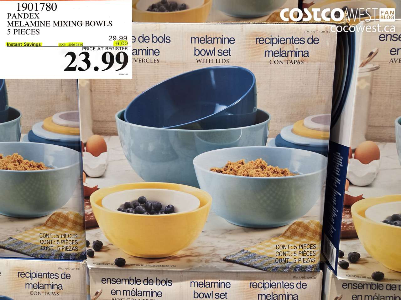 1901780 PANDEX MELAMINE MIXING BOWLS 5 PIECES ($6.00 INSTANT SAVINGS EXPIRES ON 2026-08-02) $23.99