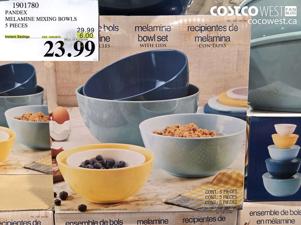 1901780 PANDEX MELAMINE MIXING BOWLS 5 PIECES ($6.00 INSTANT SAVINGS EXPIRES ON 2026-08-02) $23.99