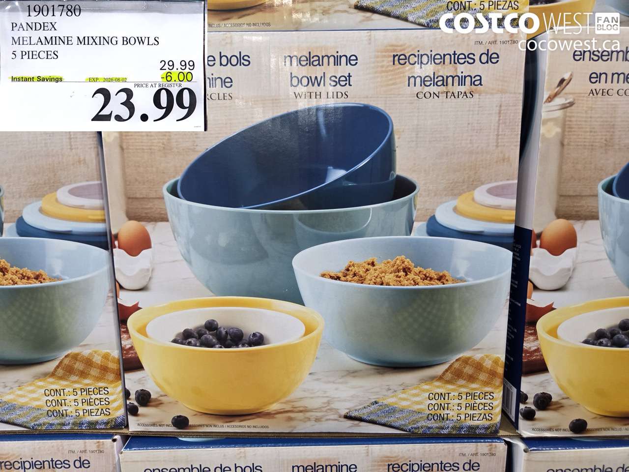 1901780 PANDEX MELAMINE MIXING BOWLS 5 PIECES ($6.00 INSTANT SAVINGS EXPIRES ON 2026-08-02) $23.99