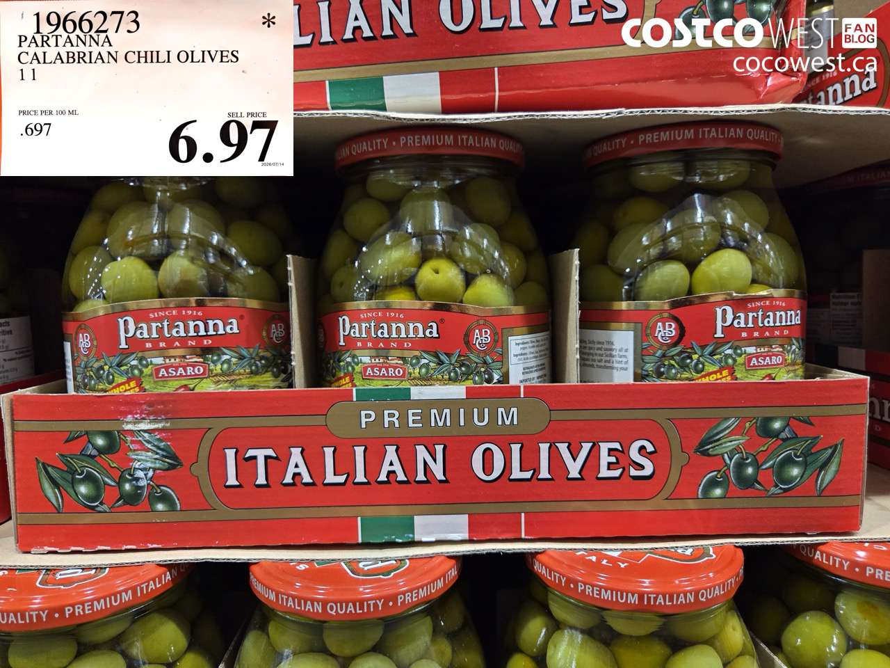 1966273 PARTANNA CALABRIAN CHILI OLIVES $6.97