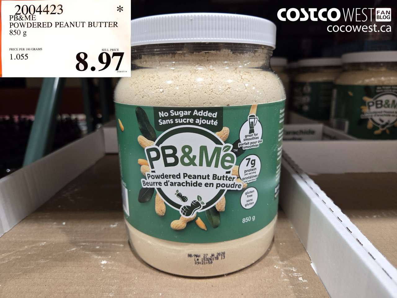 2004423 PB&ME POWDERED PEANUT BUTTER 850 G $8.97