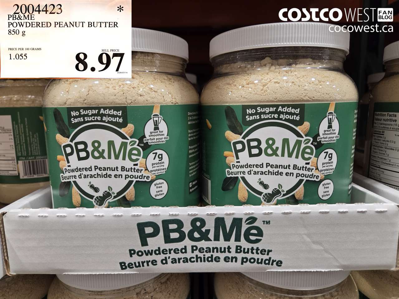 2004423 PB&ME POWDERED PEANUT BUTTER 850 G $8.97
