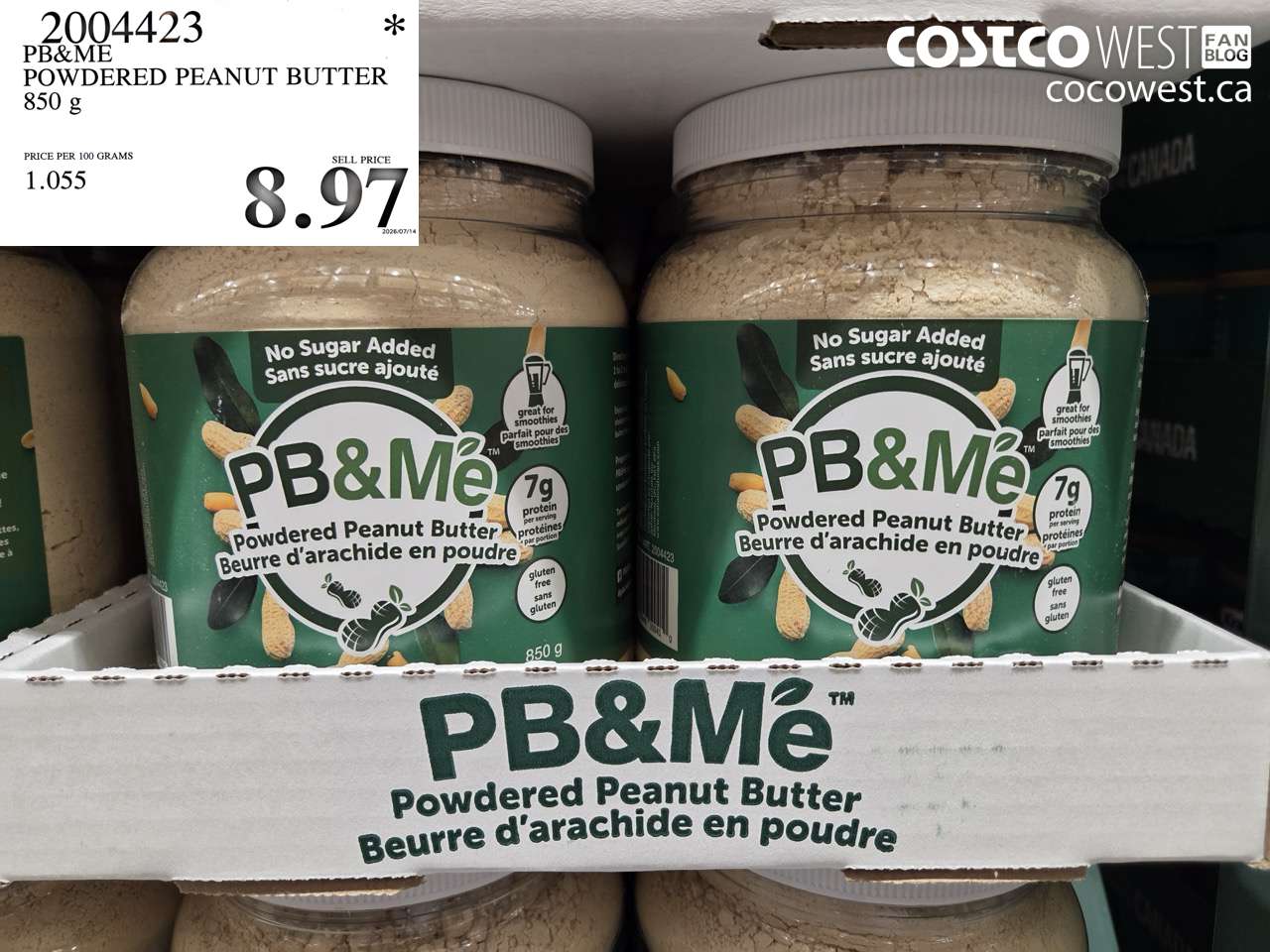 2004423 PB&ME POWDERED PEANUT BUTTER 850 G $8.97