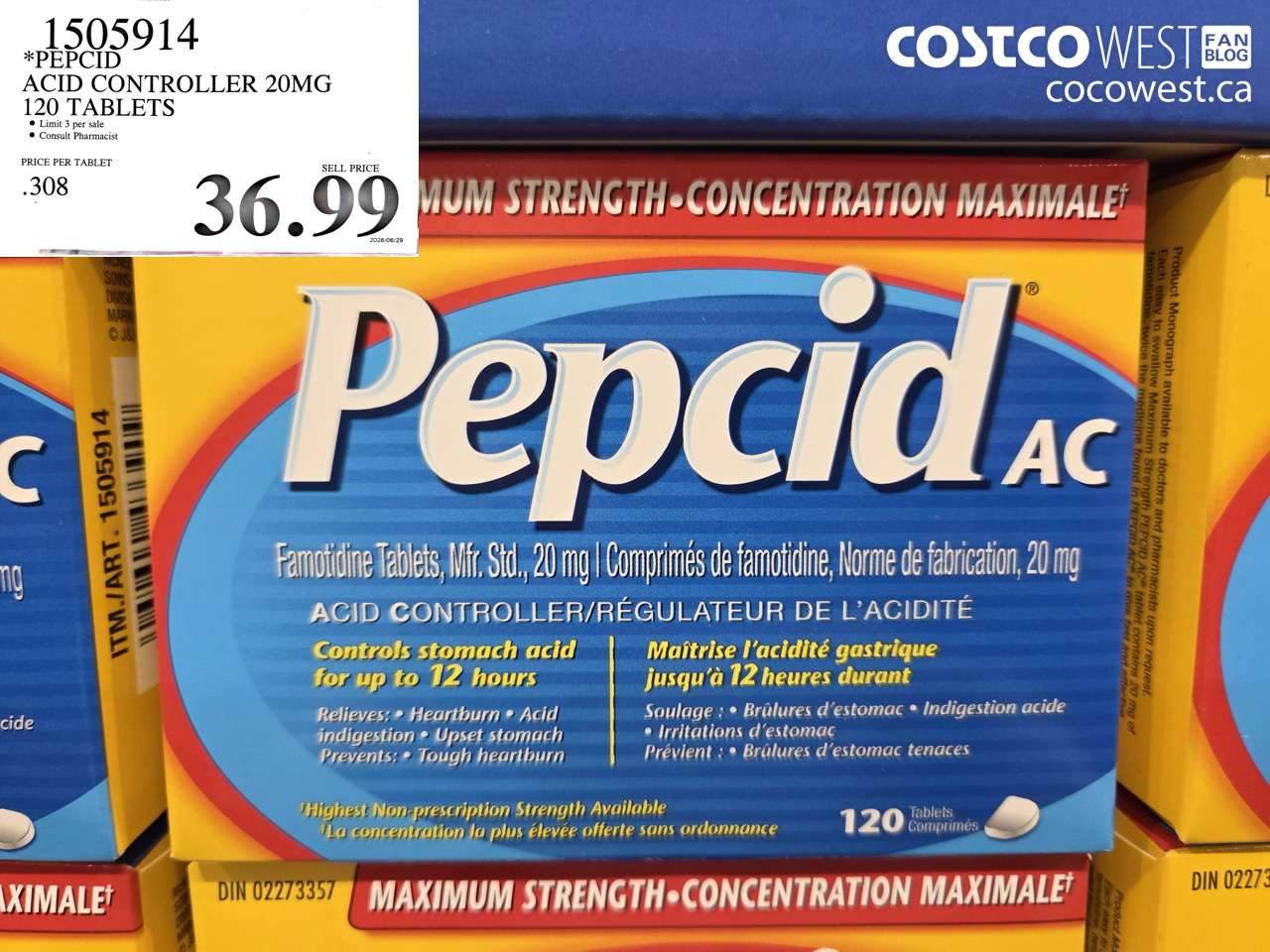 1505914 PEPCID ACID CONTROLLER 20MG 120 TABLETS $36.99