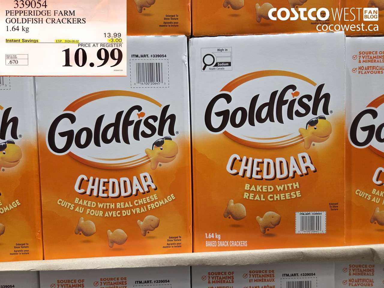 339054 PEPPERIDGE FARM GOLDFISH CRACKERS 1.64 KG ($3.00 INSTANT SAVINGS EXPIRES ON 2026-08-02) $10.99