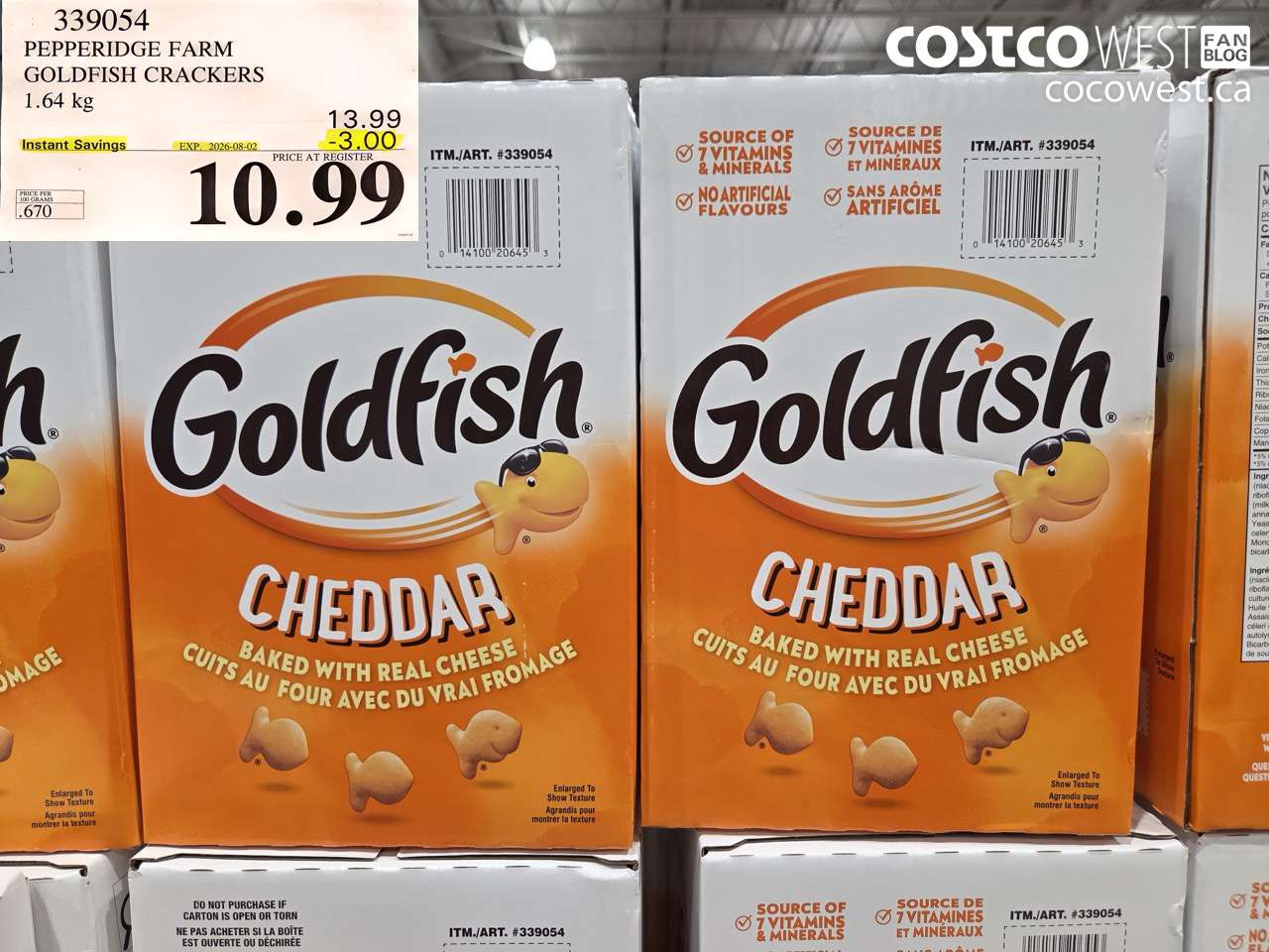 339054 PEPPERIDGE FARM GOLDFISH CRACKERS 1.64 KG ($3.00 INSTANT SAVINGS EXPIRES ON 2026-08-02) $10.99