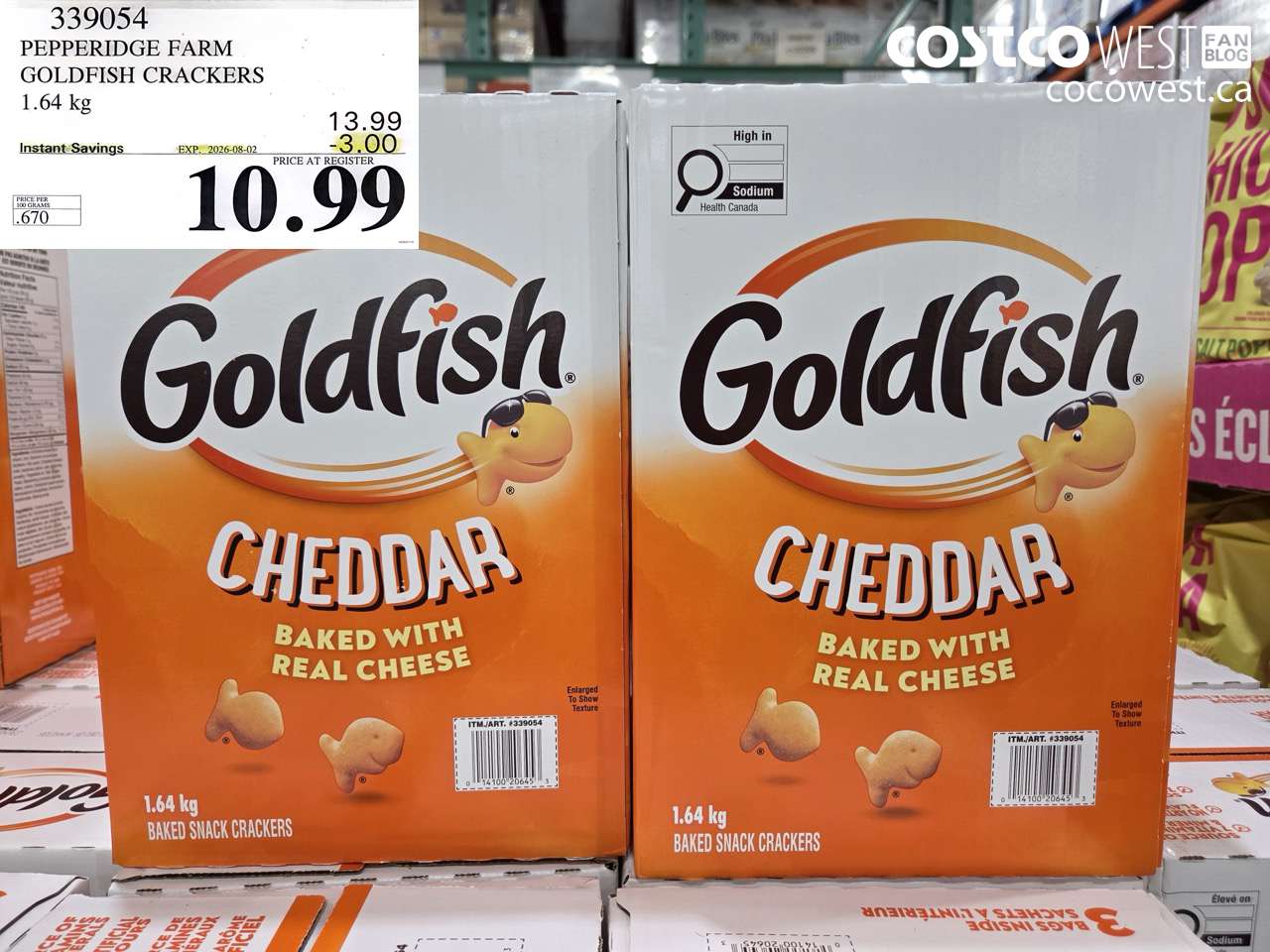 339054 PEPPERIDGE FARM GOLDFISH CRACKERS 1.64 KG ($3.00 INSTANT SAVINGS EXPIRES ON 2026-08-02) $10.99