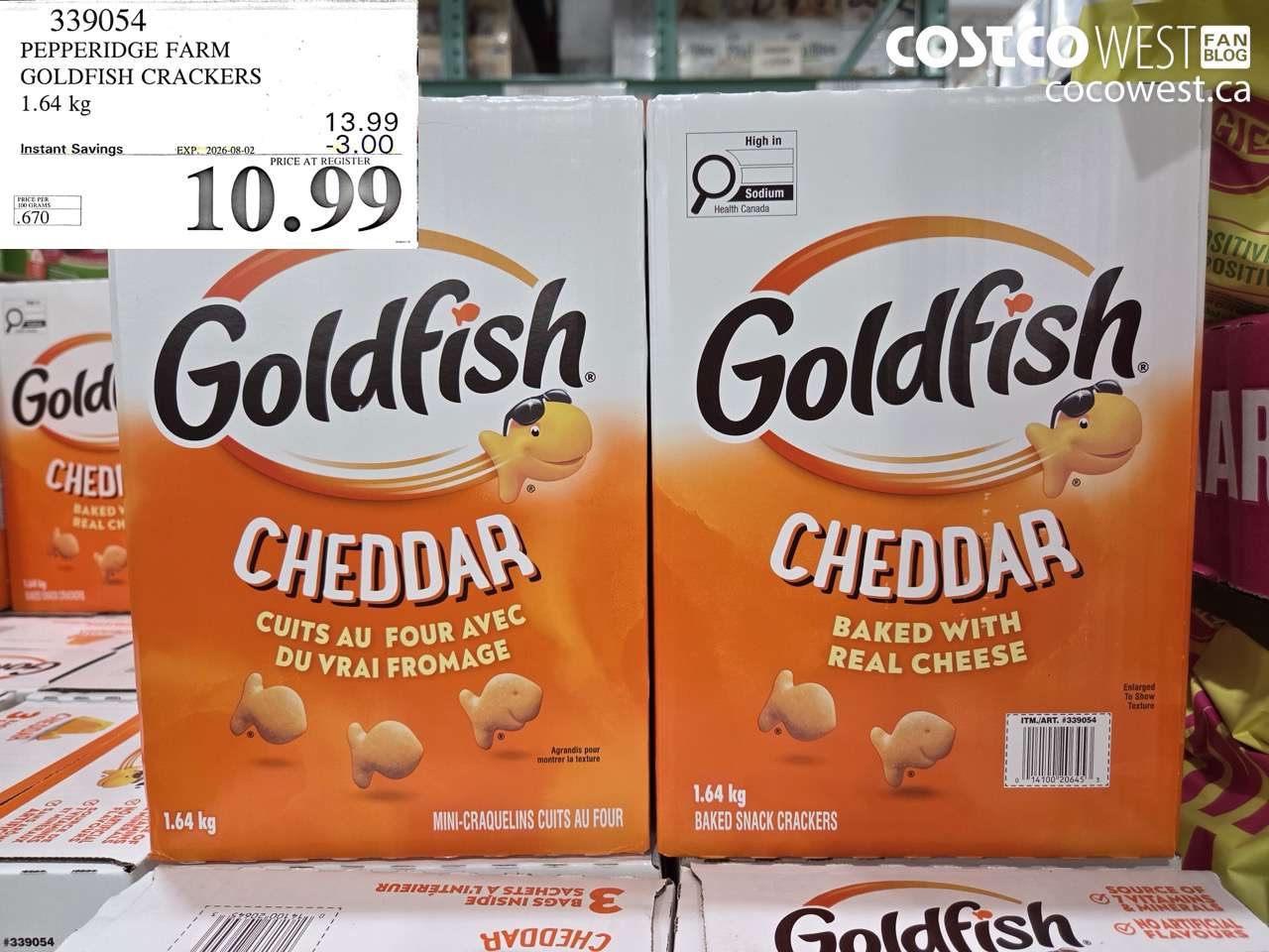 339054 PEPPERIDGE FARM GOLDFISH CRACKERS 1.64 KG ($3.00 INSTANT SAVINGS EXPIRES ON 2026-08-02) $10.99