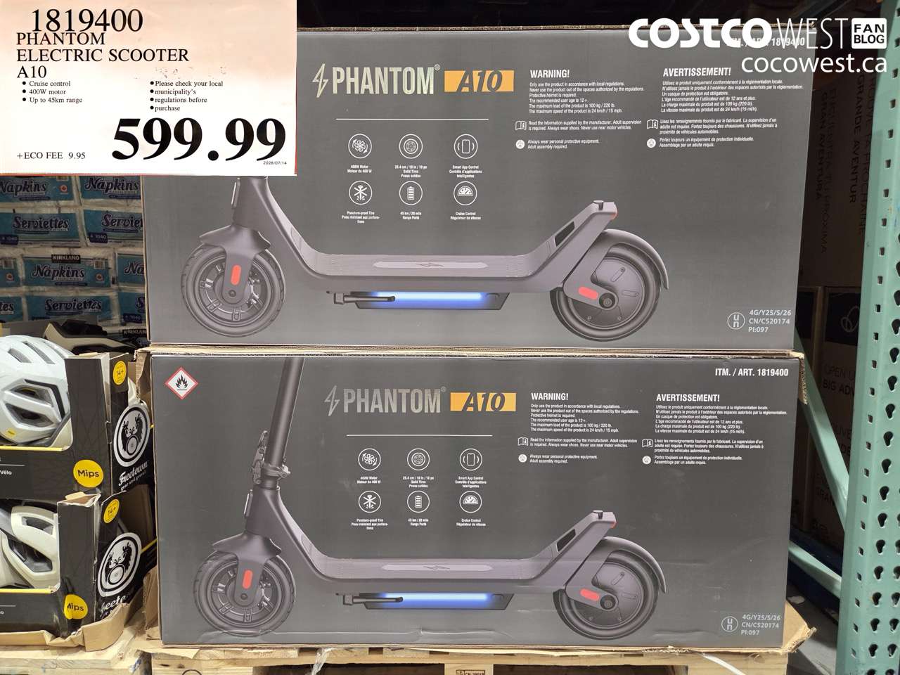 1819400 PHANTOM ELECTRIC SCOOTER A10 $599.99