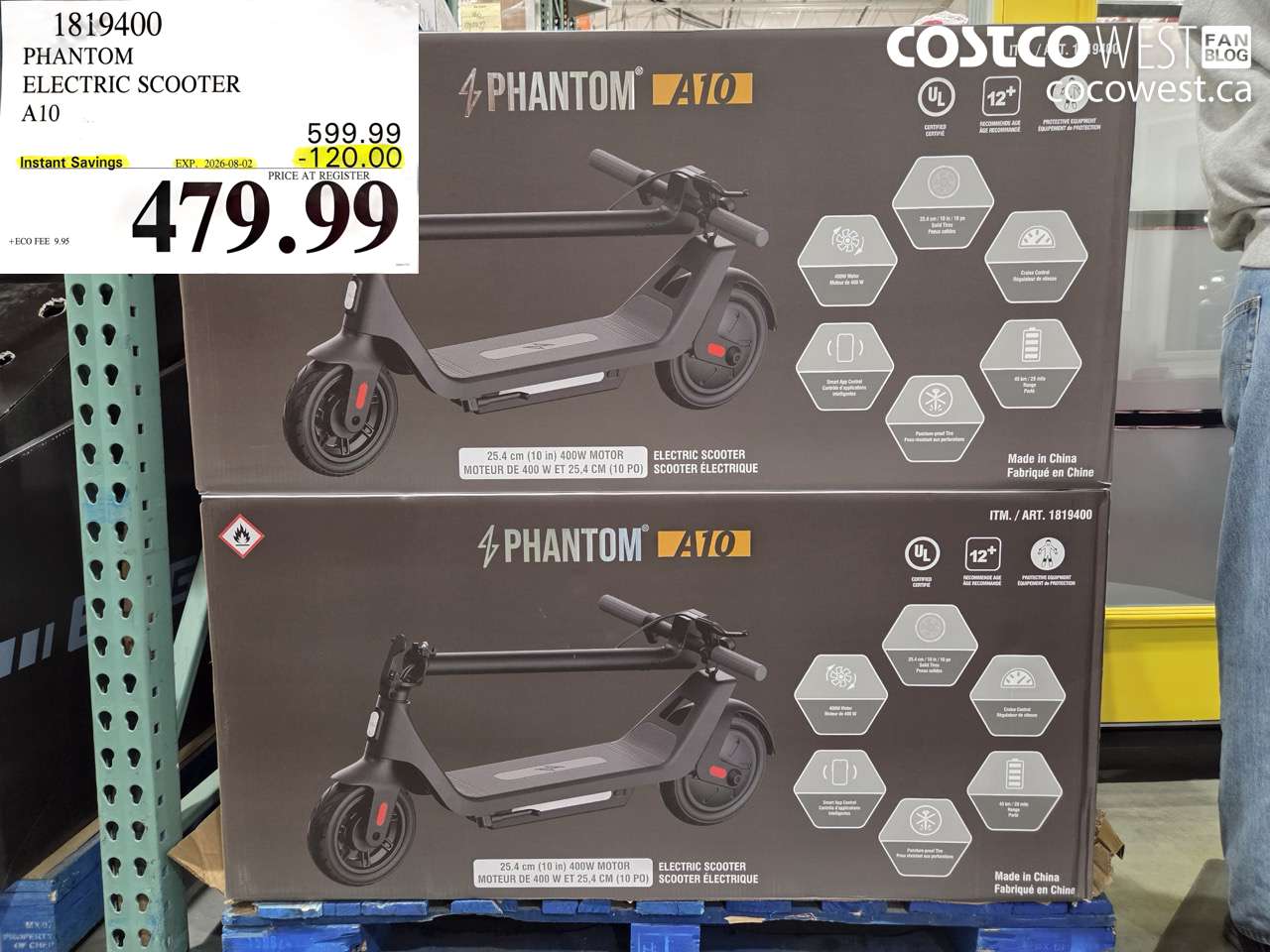 1819400 PHANTOM ELECTRIC SCOOTER A10 ($120.00 INSTANT SAVINGS EXPIRES ON 2026-08-02) $479.99