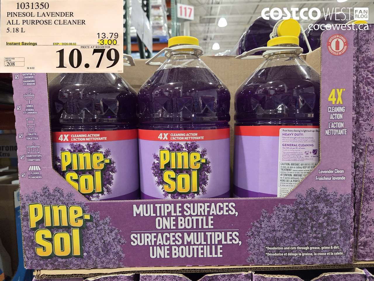 1031350 PINESOL LAVENDER ALL PURPOSE CLEANER 5.18 L ($3.00 INSTANT SAVINGS EXPIRES ON 2026-08-02) $10.79