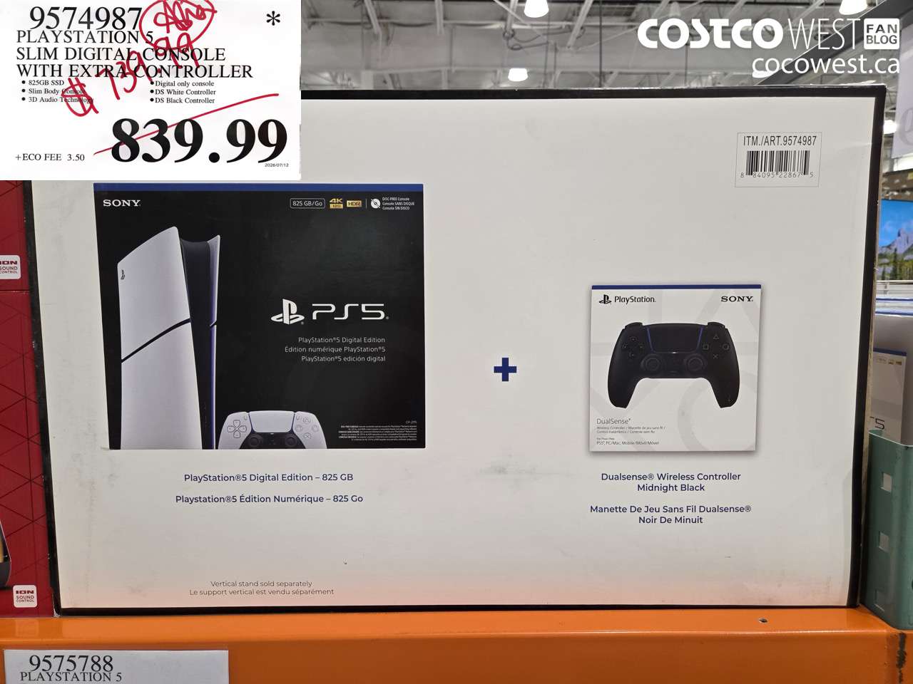 9574987 PLAYSTATION 5 SLIM DIGITAL CONSOLE WITH EXTRA CONTROLLER $739.99