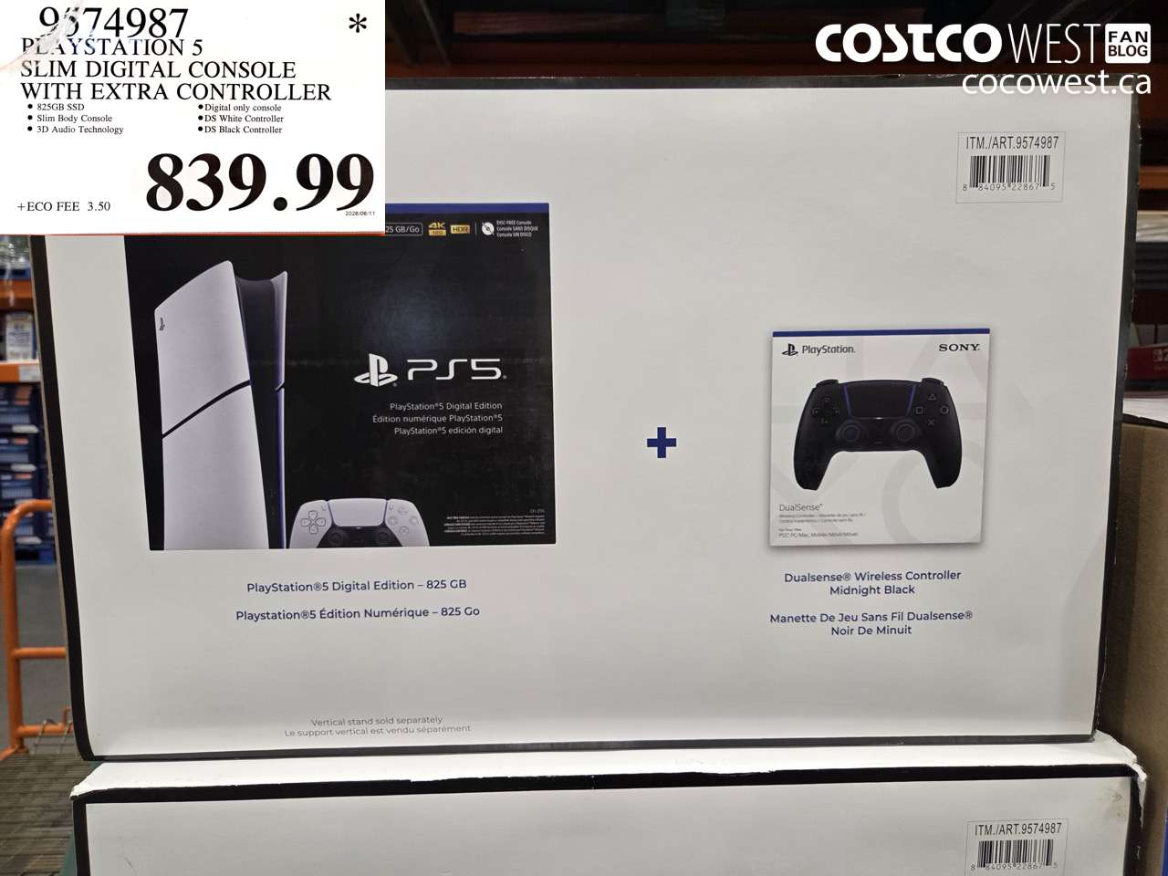 374987 PLAYSTATION 5 SLIM DIGITAL CONSOLE WITH EXTRA CONTROLLER $839.99