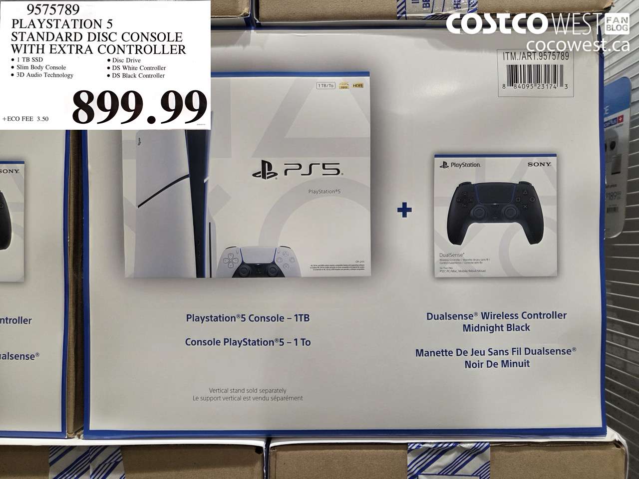 9575789 PLAYSTATION 5 STANDARD DISC CONSOLE WITH EXTRA CONTROLLER $899.99