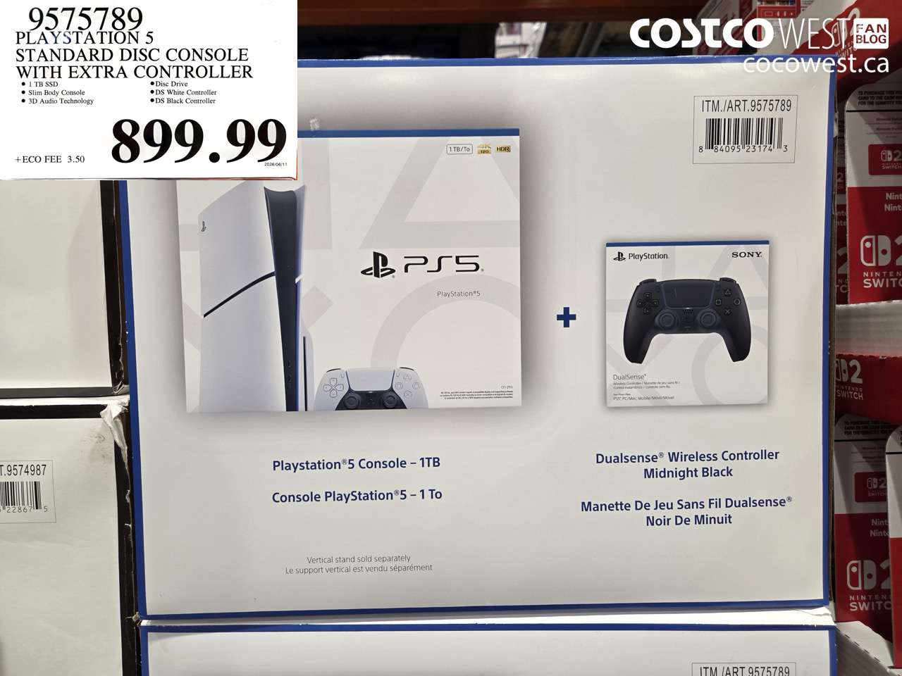 9575789 PLAYSTATION 5 STANDARD DISC CONSOLE WITH EXTRA CONTROLLER $899.99