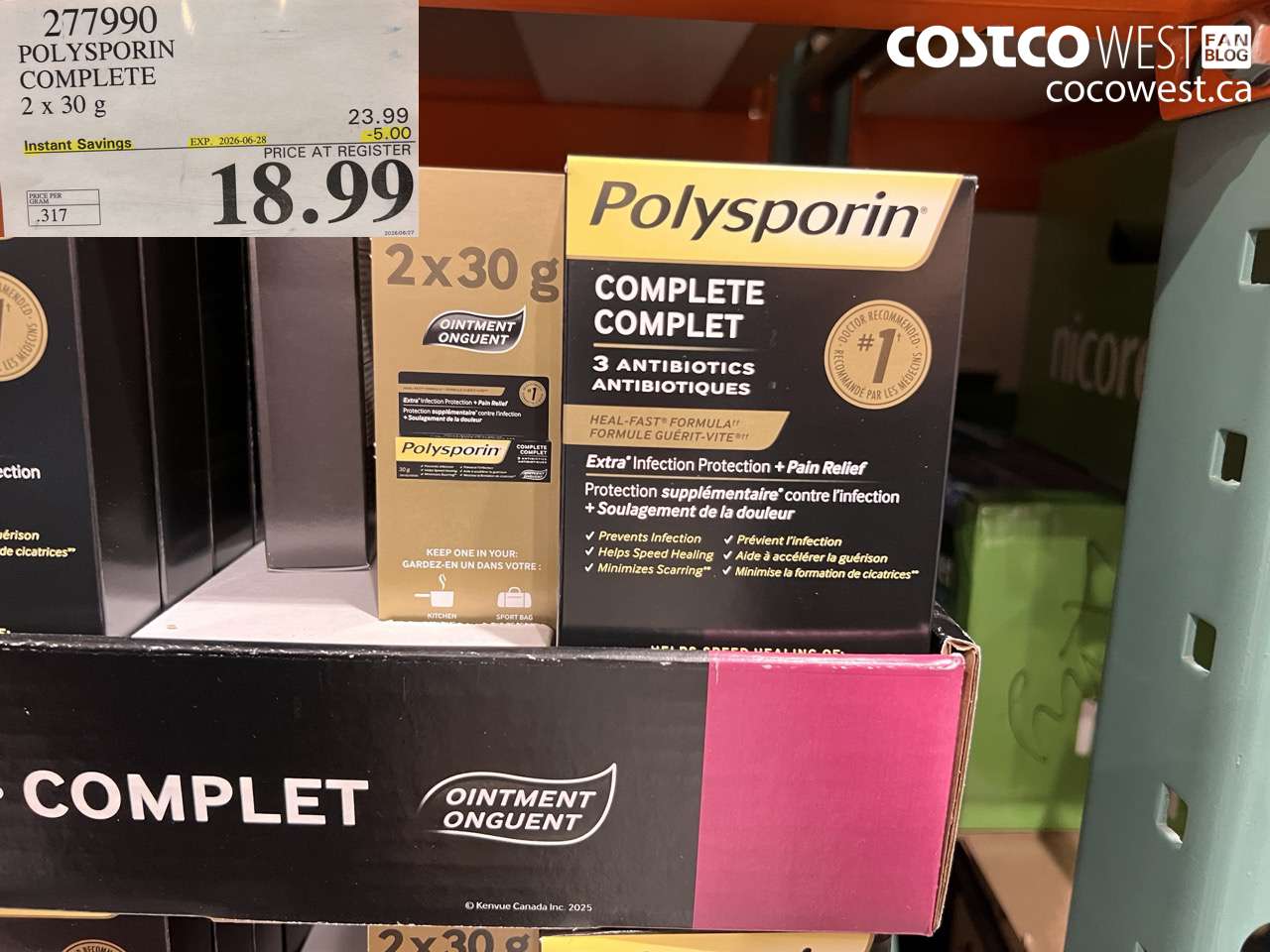 277990 POLYSPORIN COMPLETE 2 X 30 G ($5.00 INSTANT SAVINGS EXPIRES ON 2026-06-28) $18.99