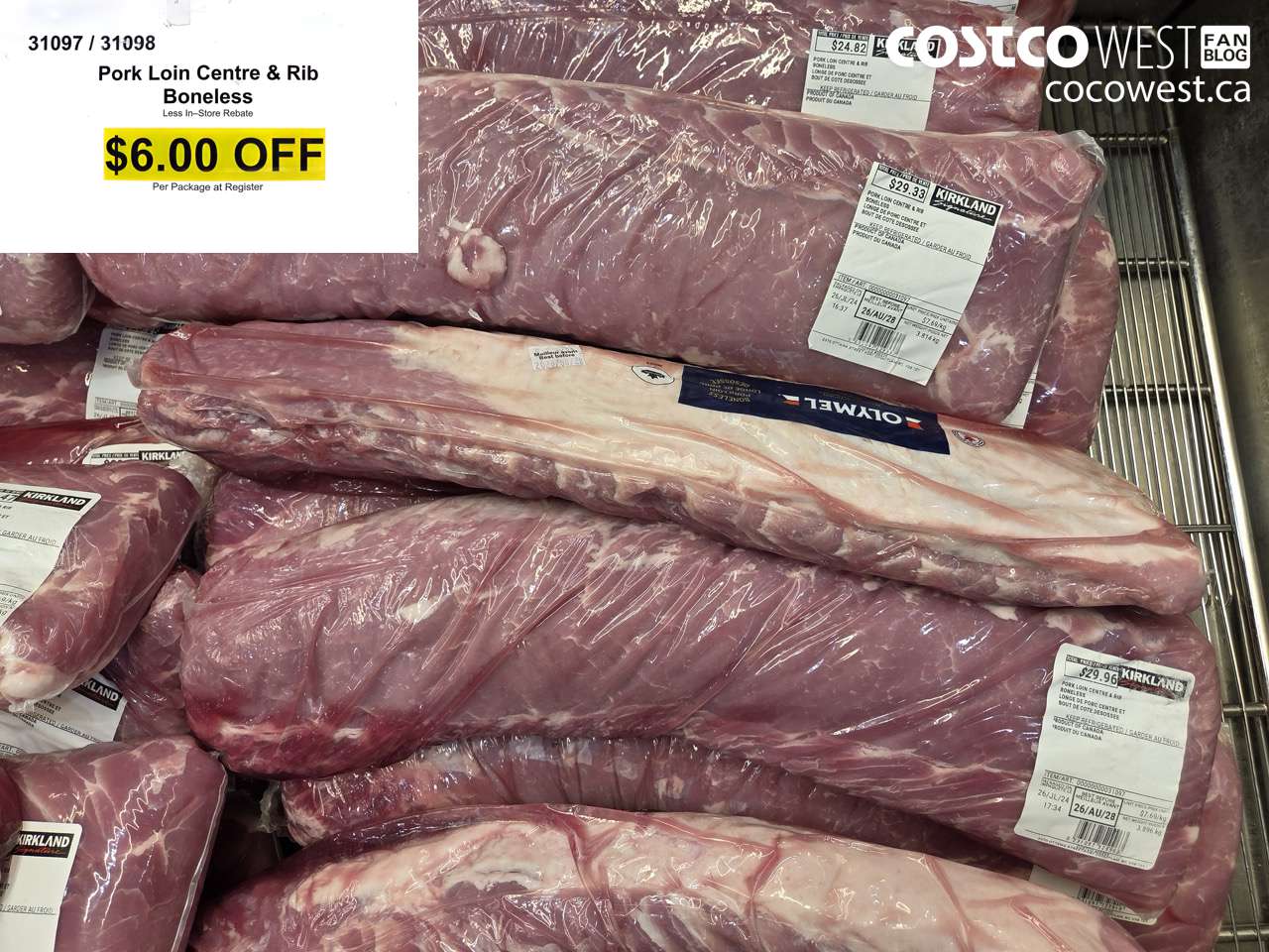 31097 PORK LOIN CENTRE & RIB BONELESS ($6.00 INSTANT SAVINGS)