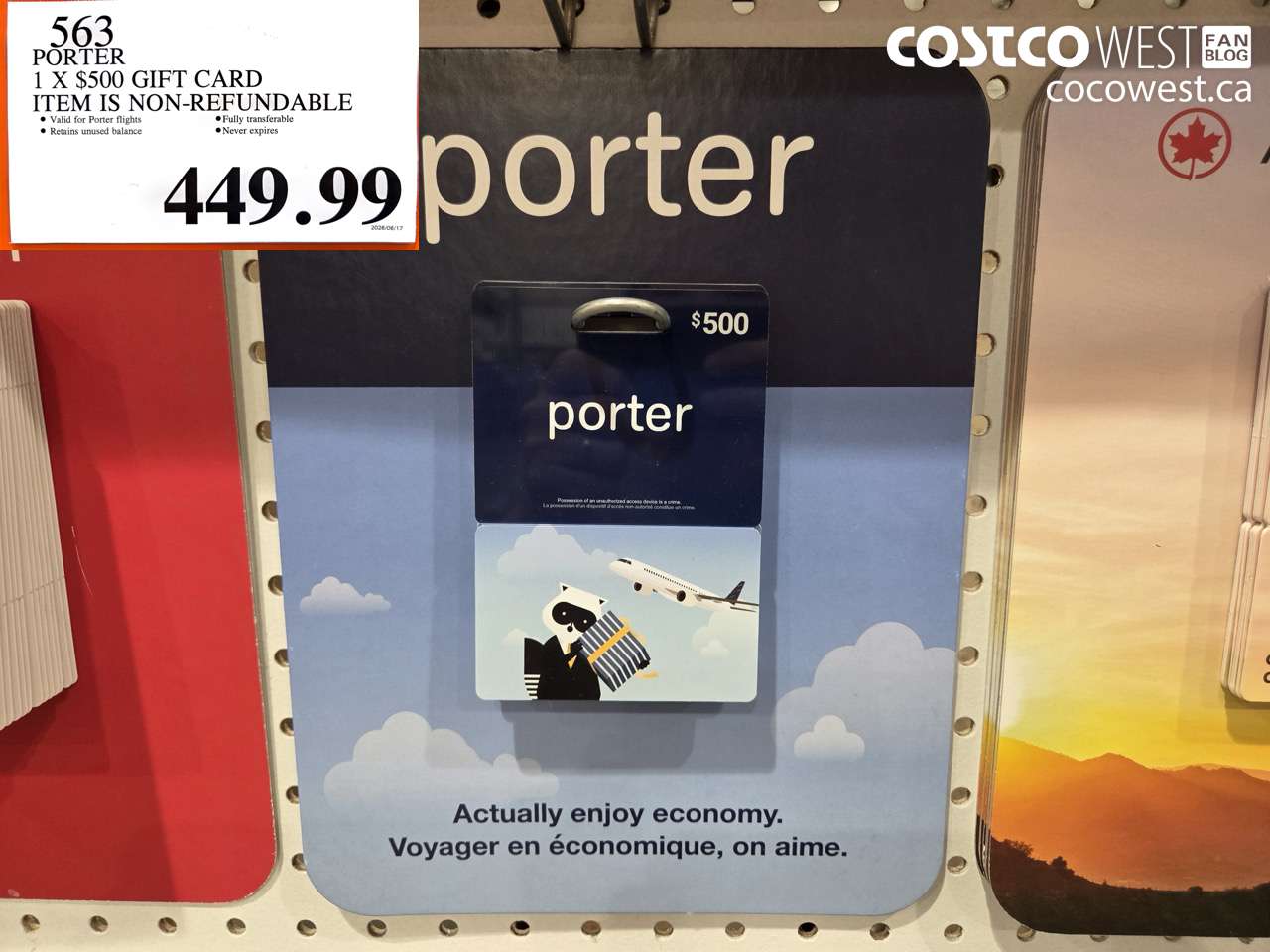 563 PORTER 1 X $500 GIFT CARD ITEM IS NON-REFUNDABLE $449.99
