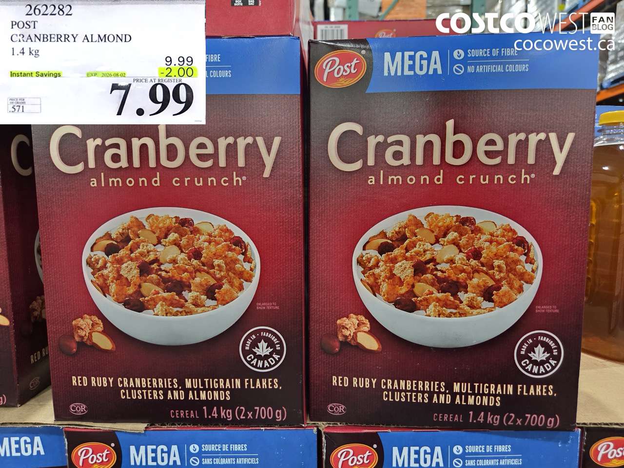 262282 POST CRANBERRY ALMOND 1.4 KG ($2.00 INSTANT SAVINGS EXPIRES ON 2026-08-02) $7.99