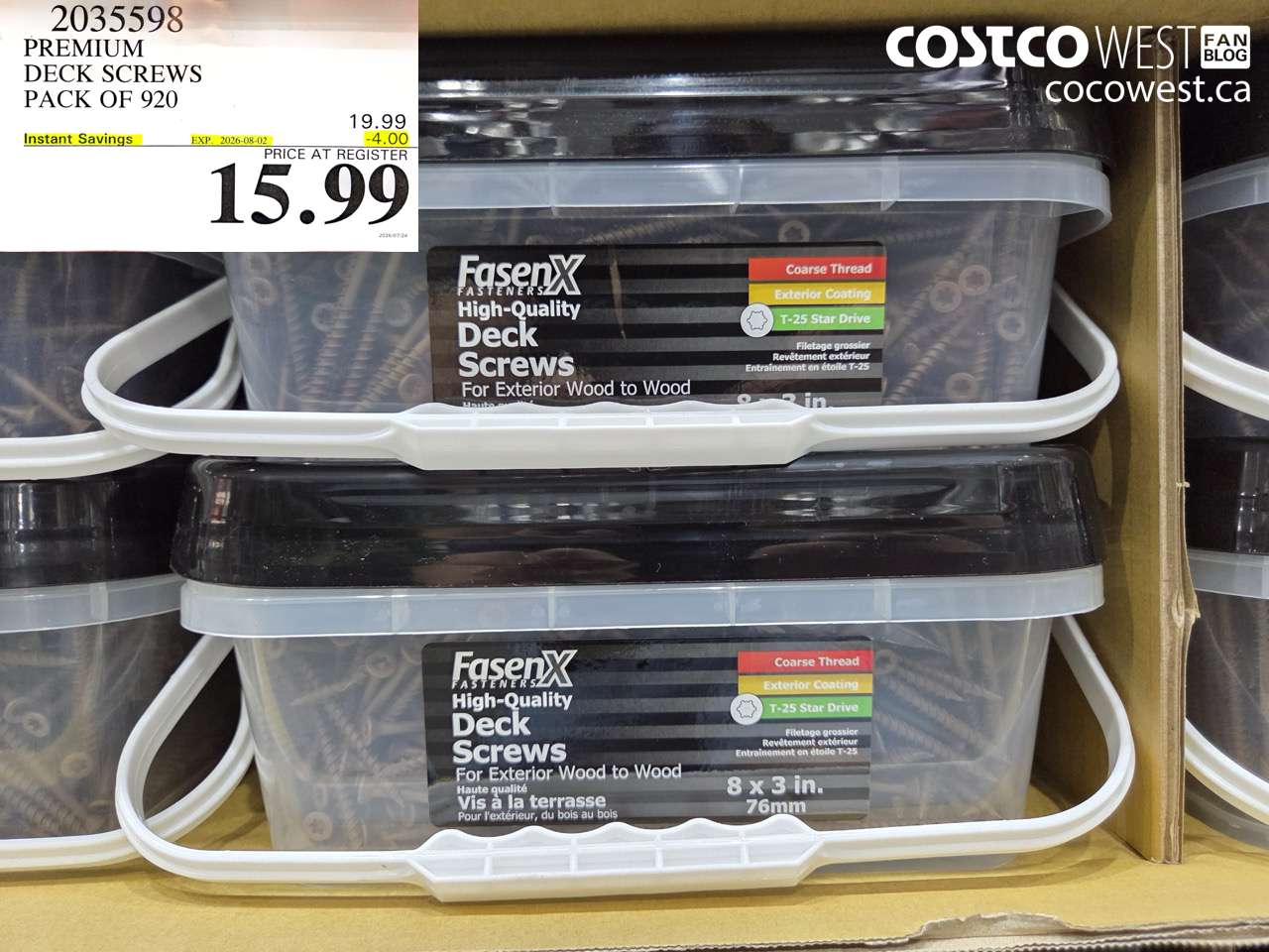 2035598 PREMIUM DECK SCREWS PACK OF 920 ($4.00 INSTANT SAVINGS EXPIRES ON 2026-08-02) $15.99
