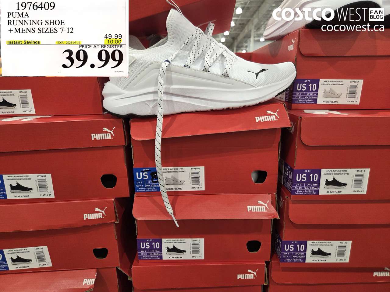 1976409 PUMA RUNNING SHOE + MENS SIZES 7-12 ($10.00 INSTANT SAVINGS EXPIRES ON 2026-07-19) $39.99