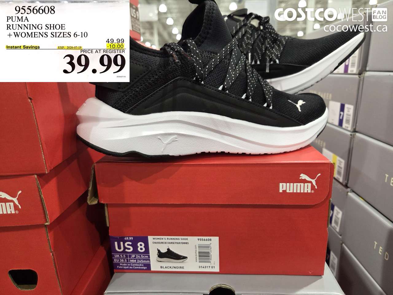 9556608 PUMA RUNNING SHOE + WOMENS SIZES 6-10 ($10.00 INSTANT SAVINGS EXPIRES ON 2026-07-19) $39.99