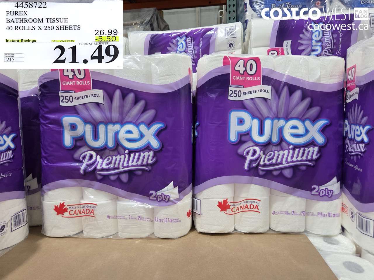 4458722 PUREX BATHROOM TISSUE 40 ROLLS X 250 SHEETS ($5.50 INSTANT SAVINGS EXPIRES ON 2026-08-02) $21.49