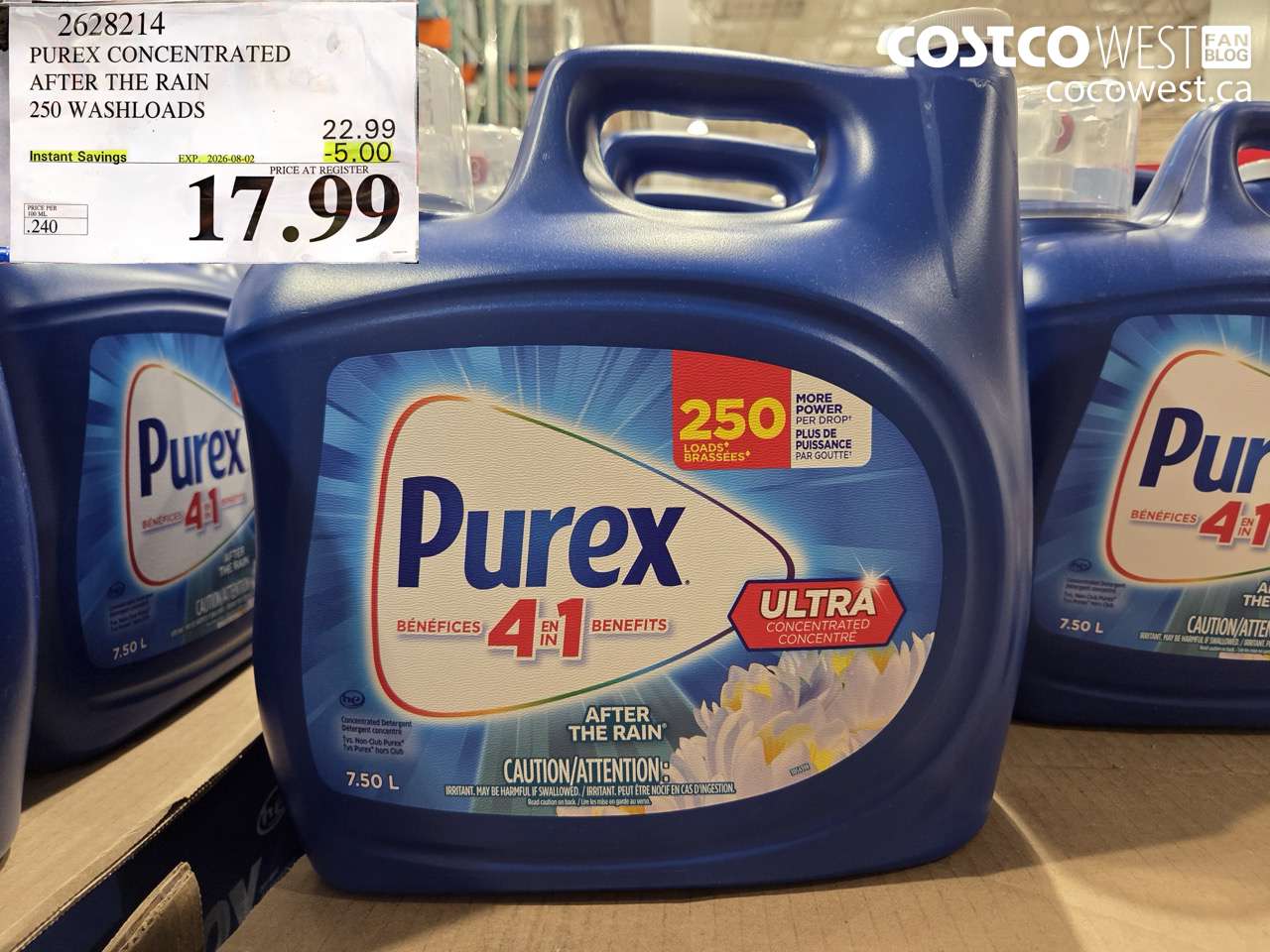 2628214 PUREX CONCENTRATED AFTER THE RAIN 250 WASHLOADS ($5.00 INSTANT SAVINGS EXPIRES ON 2026-08-02) $17.99