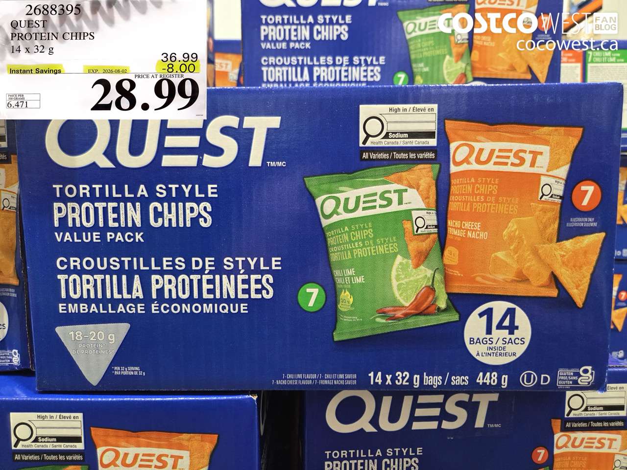 2688395 QUEST PROTEIN CHIPS 14 X 32 G ($8.00 INSTANT SAVINGS EXPIRES ON 2026-08-02) $28.99