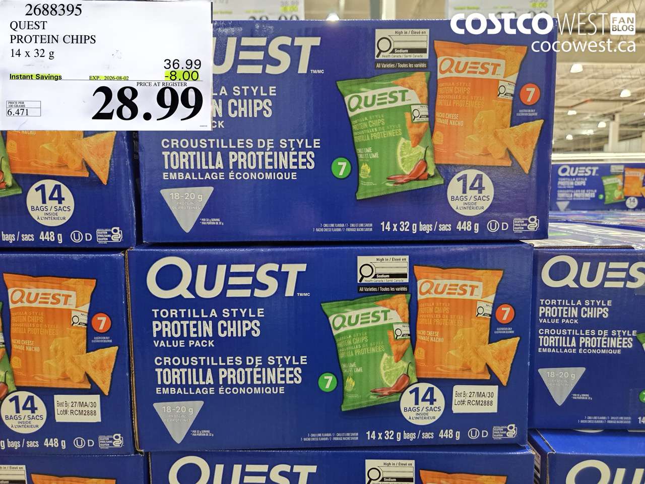 2688395 QUEST PROTEIN CHIPS 14 X 32 G ($8.00 INSTANT SAVINGS EXPIRES ON 2026-08-02) $28.99