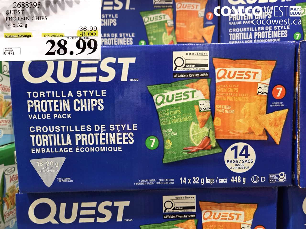 2688395 QUEST PROTEIN CHIPS 14 X 32 G ($8.00 INSTANT SAVINGS EXPIRES ON 2026-08-02) $28.99