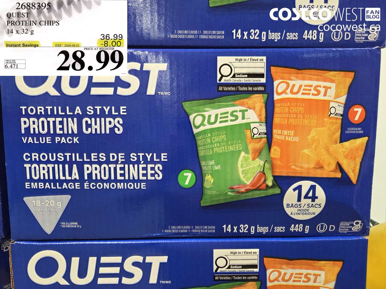 2688395 QUEST PROTEIN CHIPS 14 X 32 G ($8.00 INSTANT SAVINGS EXPIRES ON 2026-08-02) $28.99
