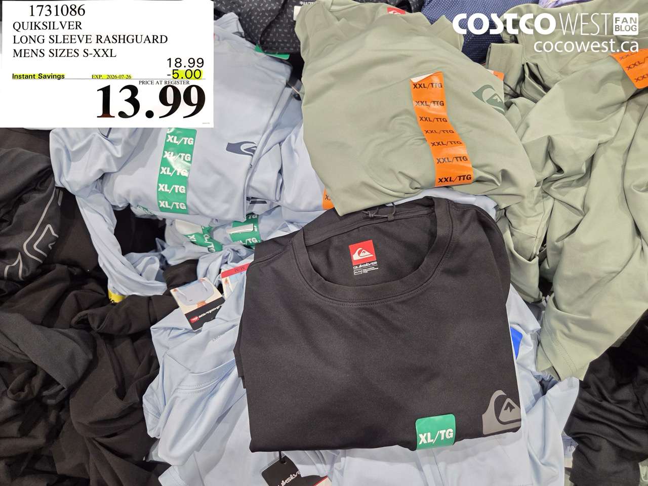 1731086 QUIKSILVER LONG SLEEVE RASHGUARD MENS SIZES S-XXL ($5.00 INSTANT SAVINGS EXPIRES ON 2026-07-26) $13.99