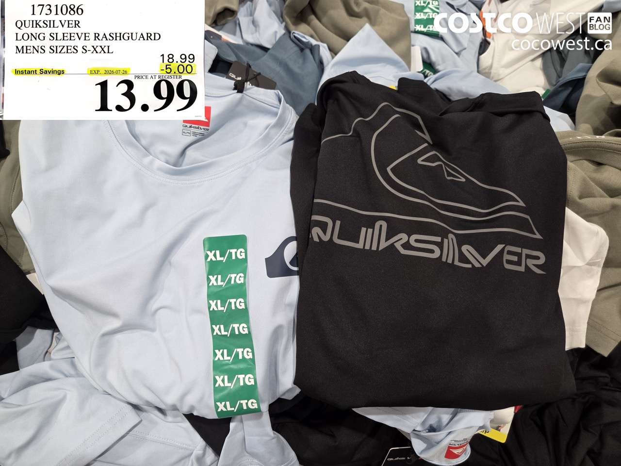1731086 QUIKSILVER LONG SLEEVE RASHGUARD MENS SIZES S-XXL ($5.00 INSTANT SAVINGS EXPIRES ON 2026-07-26) $13.99