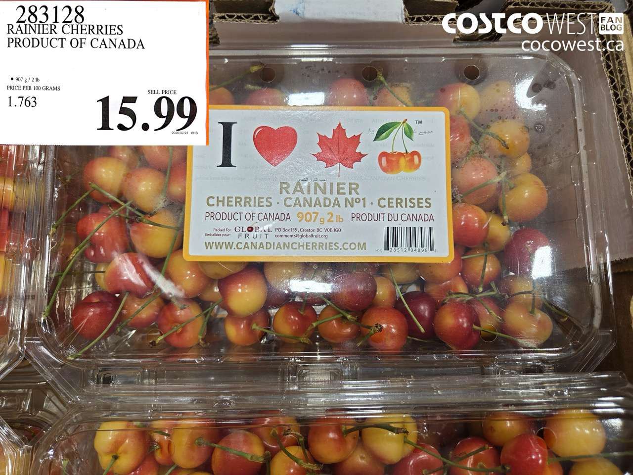 283128 RAINIER CHERRIES PRODUCT OF CANADA $15.99