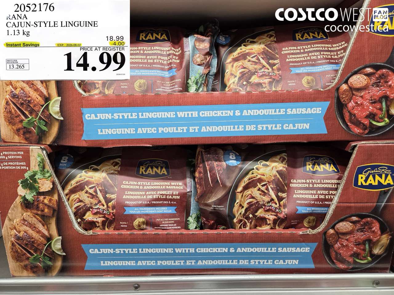 2052176 RANA CAJUN-STYLE LINGUINE 1.13 KG ($4.00 INSTANT SAVINGS EXPIRES ON 2026-08-02) $14.99