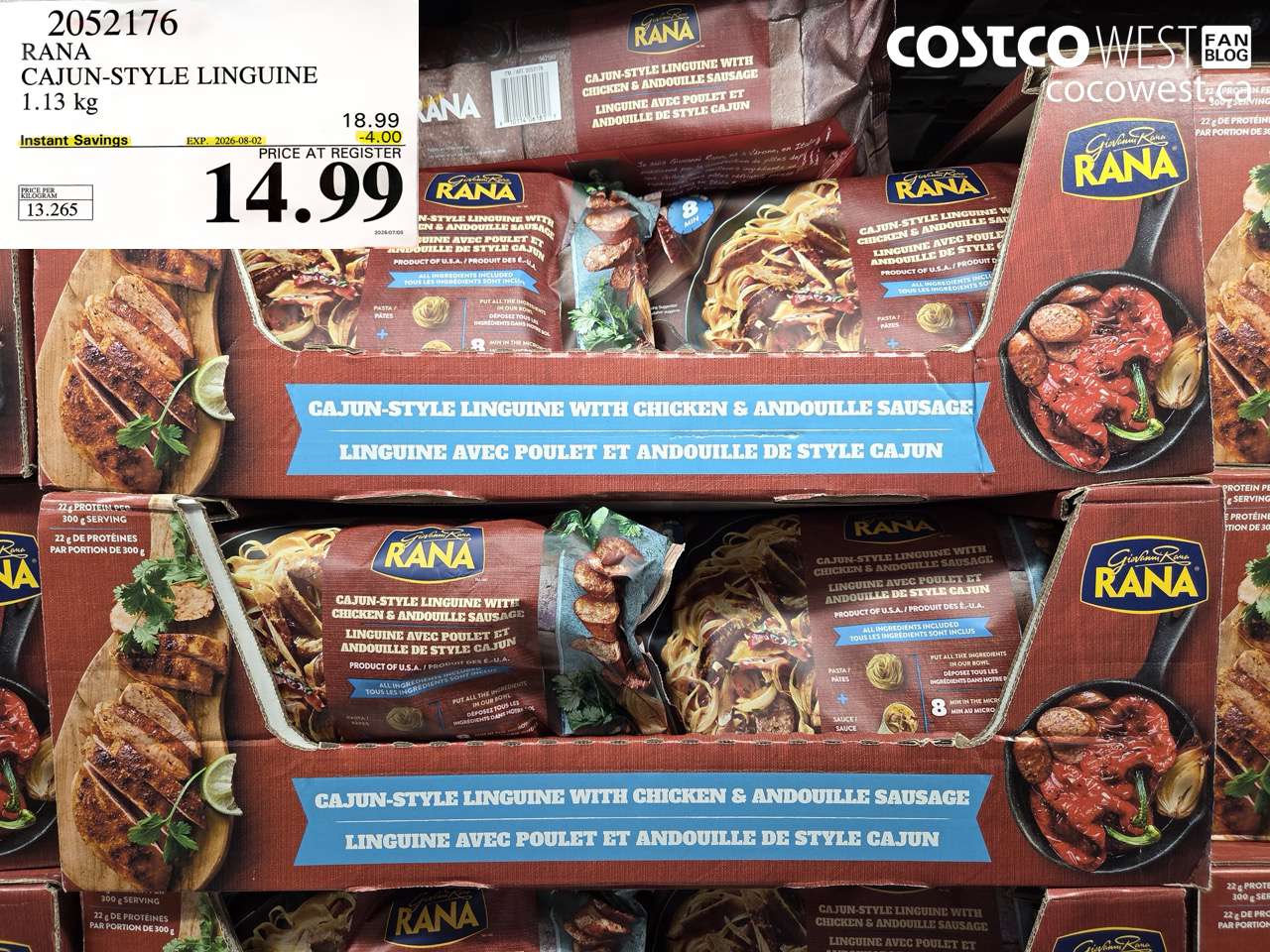 2052176 RANA CAJUN-STYLE LINGUINE 1.13 KG ($4.00 INSTANT SAVINGS EXPIRES ON 2026-08-02) $14.99